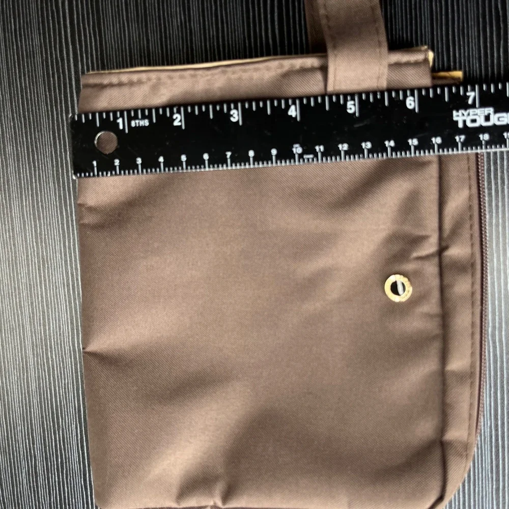 Bvlgari Toiletry Bag Emirates Pouch Brown Canvas Travel Case Gold Logo Organizer